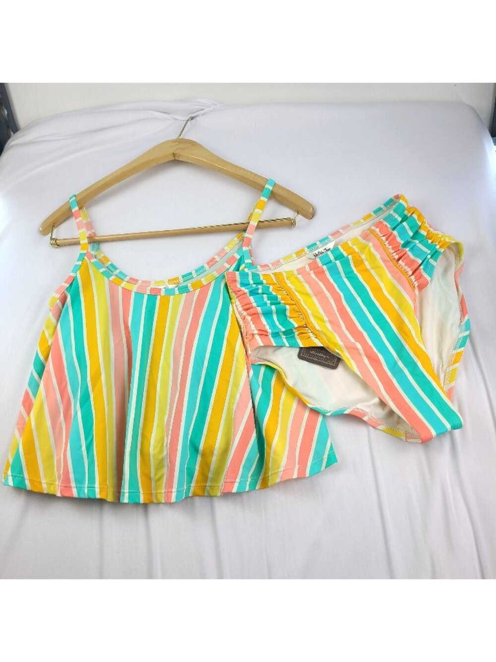 Matilda Jane Dream Chasers Colorful Coast Tankini Top Bikini Bottom Medium NWT